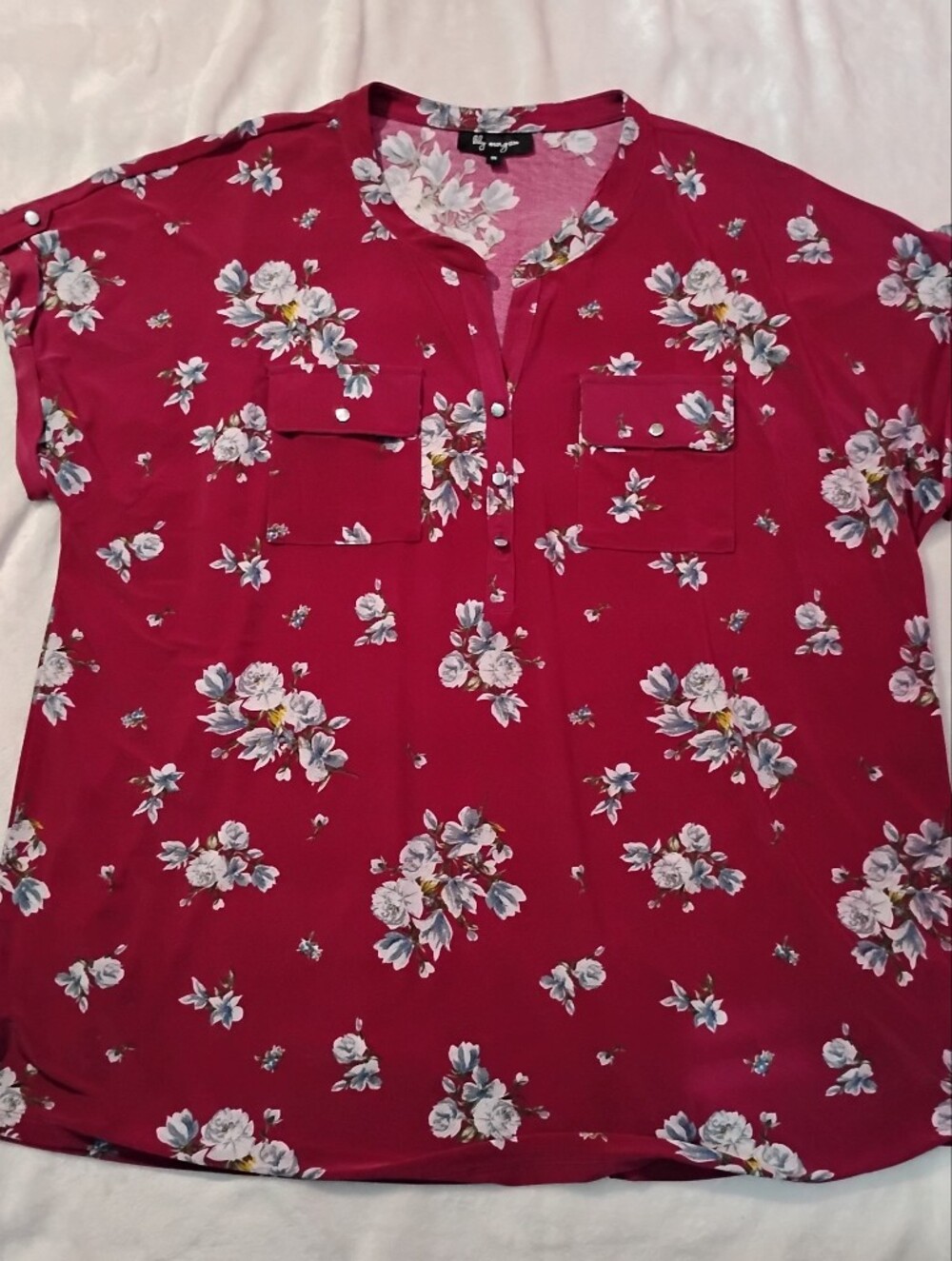 Lily Morgan Floral Split-Neck Popover